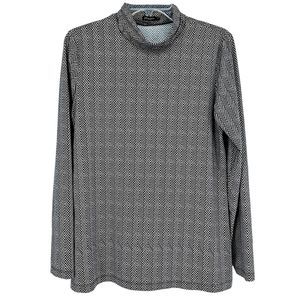 J. McLaughlin Top Nora Size M Long Sleeve Turtleneck Black White Chevron Print